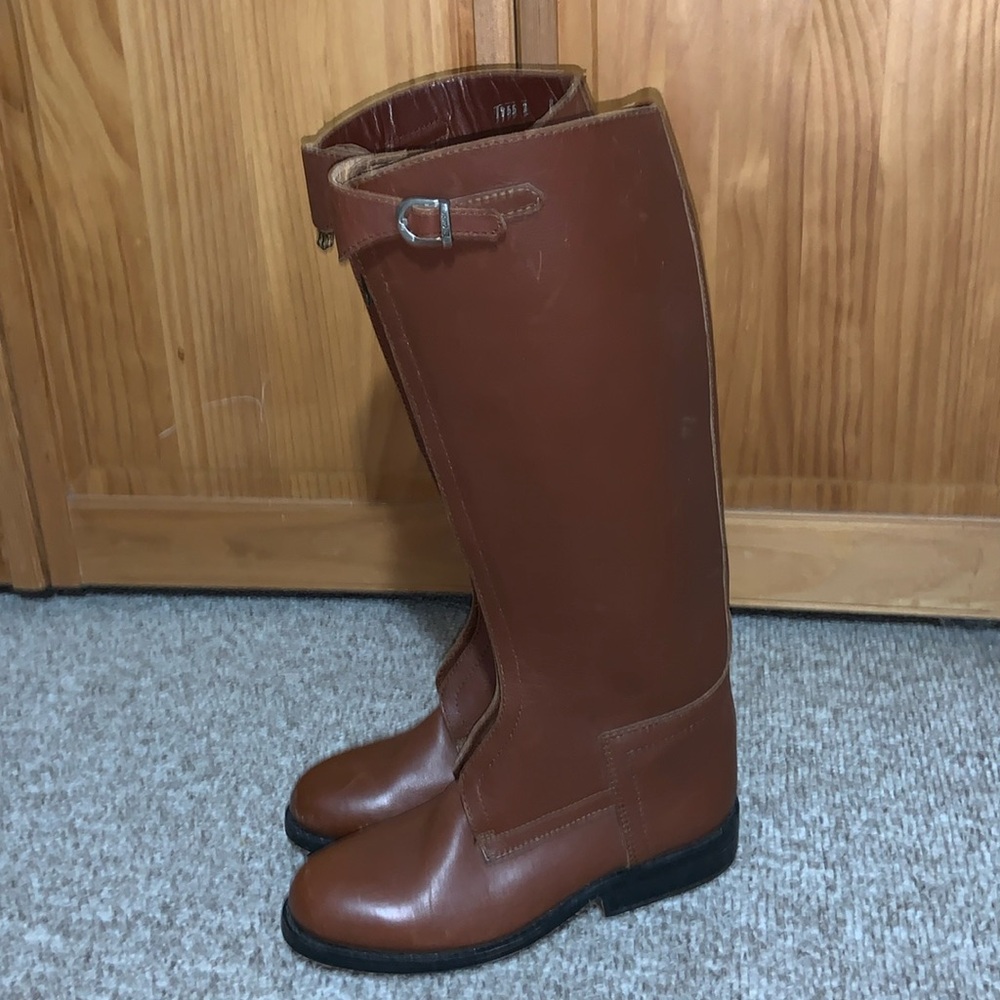 American made polo player boots ladies size 9 1/2-10 Regular calf saddle brown